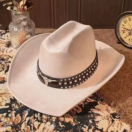 Solid Color Light Board Felt Western Cowboy Hat Outdoor Autum Hat Women's Simple French Hat Men's High-End