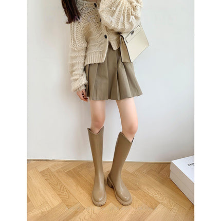 Big Sale~Double-Tube Thick-Heeled Boots for Women, New Winter V-Mouth Boots, Women's Single Boots, Large-Tube Long and High Knight Boots