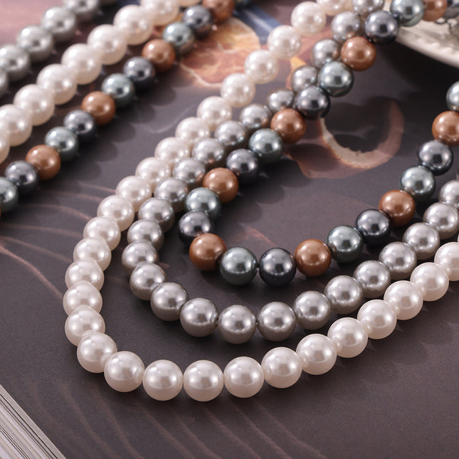 Korean fashion round high-gloss beaded necklace women's casual colorful round beads niche simple necklace jewelry wholesale