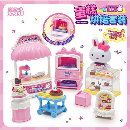 One-word pink rabbit kitchen refrigerator cake dessert shop girl simulation play house toys wholesale mini notebook