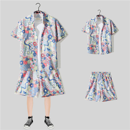 Short-sleeved Flower Shirt Hainan Island Clothing Beach Clothing Sanya Summer Weifeng Thailand Travel Men's Couple Summer Thin suit