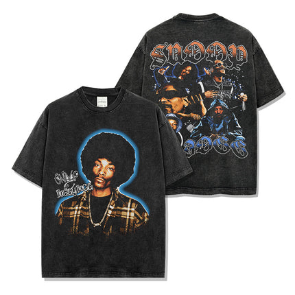 Cross-border Retro Snoopy Dog SNOOP DOGG Printed Short-sleeved T-shirt Washed Long-sleeved Casual Hooded Sweatshirt