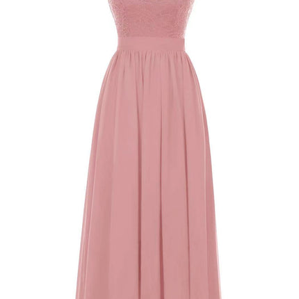 2022amazon summer sexy hollow V-neck large swing dress sleeveless lace stitching chiffon long dress