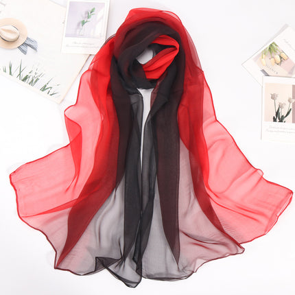 Summer Thin Silk Scarf Soft Breathable Small Qiao Qi Scarf Rainbow Gradient Color Scarf Women's Sunscreen Shawl Etiquette Silk Scarf