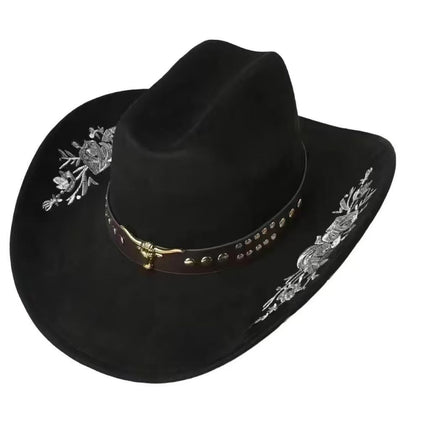 Solid Color Light Board Felt Western Cowboy Hat Outdoor Autum Hat Women's Simple French Hat Men's High-End