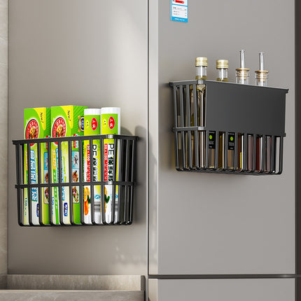 Kitchen Refrigerator Storage Rack for Cling Film, Paper Towels, and Condiments, Side Gap Organizer