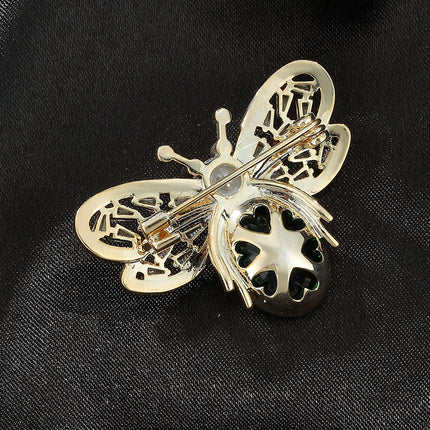 New Simple High-End Smart Micro-Encrusted Green Crystal Bee Brooch Animal Collar Pin Sweater Suit Clothing Accessories