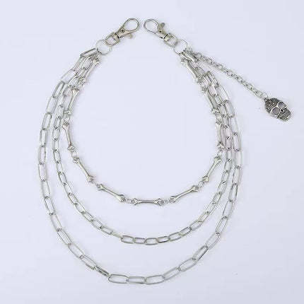 European and American Fashion Trendy Denim Jk Metal Pants Chain Hip-Hop Rock Bone Chain Skull Pendant Personalized Pants Chain