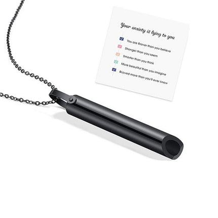 Titanium Steel Amazon Best-Selling Whistle Meditation Mindfulness Breathing Decompression Anxiety Yoga Stainless Steel Pendant Necklace in Stock