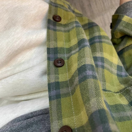 Green Plaid Shirt with Design Sense Niche 2025 Spring and Autumn New Shirt Coat High Sense Long Sleeve Top