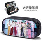 Large-capacity three-layer canvas pencil case-factory direct sales / B15678