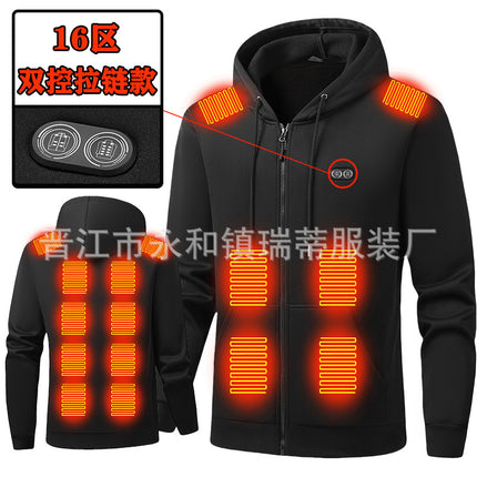 Cross-Border Multi-Zone Heating Sweatshirt for Men, Outdoor Smart Heating Luminous Lamp Design Heating Sweatshirt, Cross-Border Popular Sweatshirt