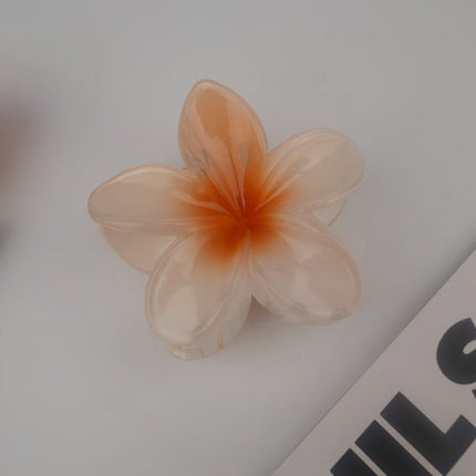 European and American Cross-Border Frosted Gradient Plumeria Hair Clip Elegant Women's Shark Clip Large Beach Hair Accessory Wholesale