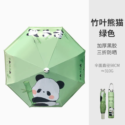 Five Fold Ultra Light Portable Sunny Umbrella Black Rubber Sun Protection UV Protection Sun Umbrella Cat Claw Cartoon Folding Women's Sunshade Umbrella