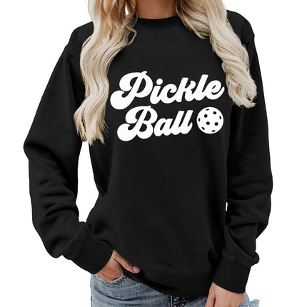 Pickle ball Printed Round Neck Women's Top Sweatshirt Foreign Trade Supply Autumn and Winter Coat Casual Loose European Size