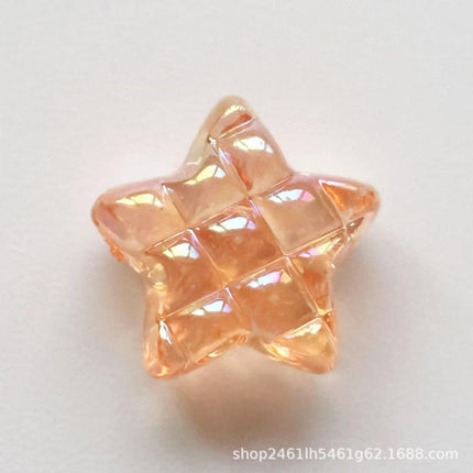 Exquisite, Compact, Transparent, Color-Plated Waffle Five-Pointed Star/Heart Loose Beads DIY Mobile Phone Chain Bracelet Chain Accessories