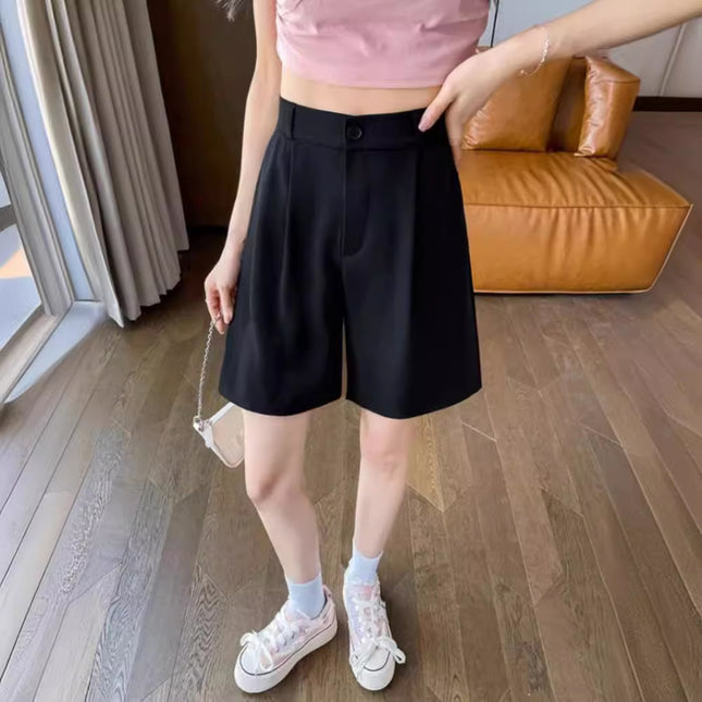 Women's Summer 2024 New Suit Shorts for Petite and Plus-Size, Casual A-Line Mid-Length Shorts, Five-Point Shorts with Drape, A-Line Shorts