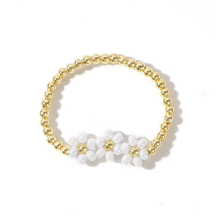 Cross-border three small flower copper bead ring hand-woven daisy flower beaded ring casual style ladies bracelet