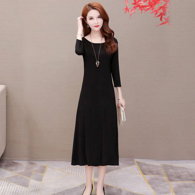 Autumn Modal Women's Dress Early Autumn Home Clothes with Chest Pad Outwear Long Dress Pajamas Over-the-Knee Long Sleeve Nightgown