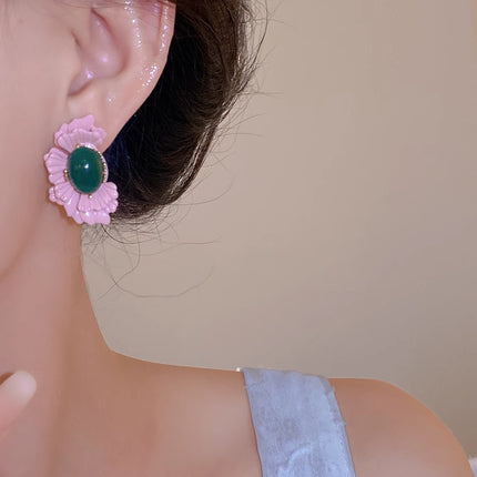 New Chinese Style Begonia Flower Unique and Beautiful Earrings Accessible Luxury High-End Exquisite Elegant Pink Earrings Retro Earrings for Women