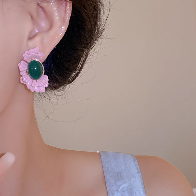 New Chinese Style Begonia Flower Unique and Beautiful Earrings Accessible Luxury High-End Exquisite Elegant Pink Earrings Retro Earrings for Women