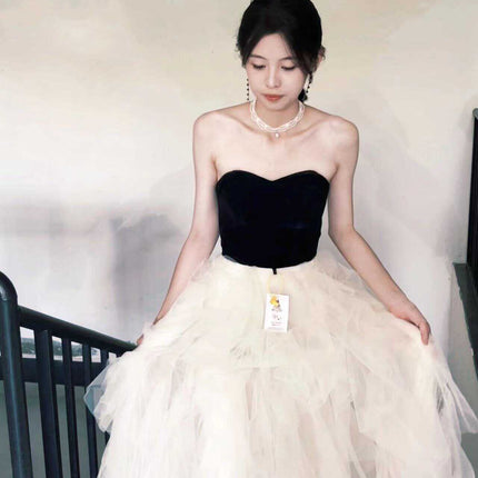 French Style Light Wedding Dress Tube Top High-end Light Luxury Banquet Tube Top Evening Dress Adult Ceremony Birthday Performance Princess Tutu Dress