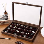 Walnut interior wine red jewelry box [24 compartments]