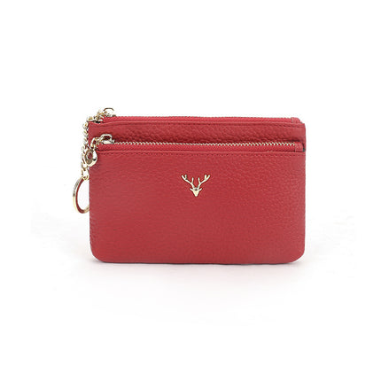 First Layer Cowhide European and American Little Bee Women's Zipper Genuine Leather Coin Purse Genuine Leather Key Ring Bag Mini Coin Bag