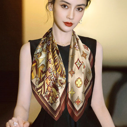 70cm Imitation Silk Square Scarf Fashion All-match Silk Scarf Professional Scarf Korean Style Neck Protection Scarf Decorative Small Square Scarf