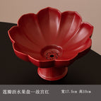 Standard / Lotus petal fruit plate--forbidden city red