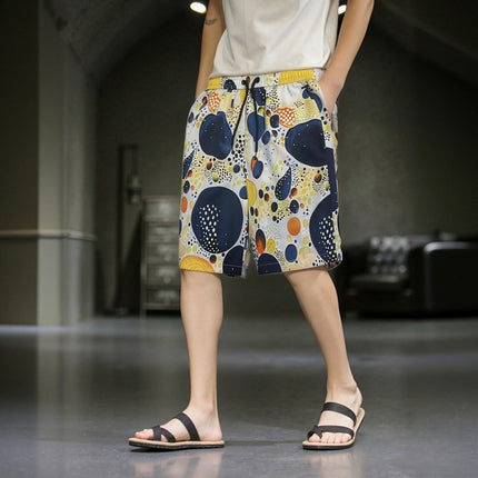 Summer Men's Beach Shorts Breathable Sports Cool Cartoon Silk Texture Shorts Men's Outdoor Sports Casual Large Shorts