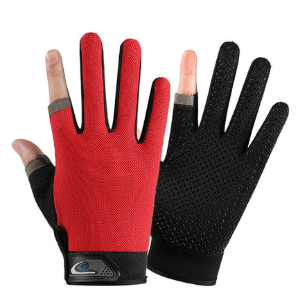 Exposed Two-Finger Fishing Gloves Men's Outdoor Sunscreen Non-Slip Cycling Luya Breathable Touch Screen Thin Sports Cycling Gloves