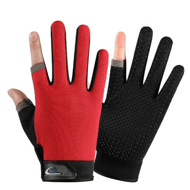 Exposed Two-Finger Fishing Gloves Men's Outdoor Sunscreen Non-Slip Cycling Luya Breathable Touch Screen Thin Sports Cycling Gloves