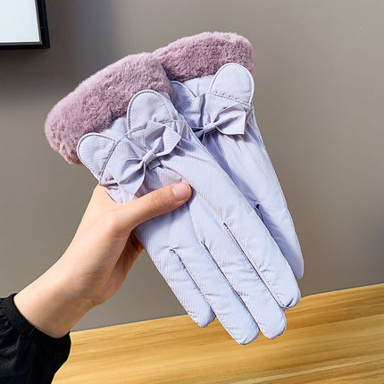 Autumn and winter warm gloves fleece-lined thick skin-feeling fabric windproof water-splashing cartoon outdoor sports cycling wholesale