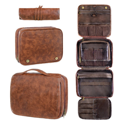 2024 new men's business pu wash bag large capacity High sense storage partition waterproof cosmetic bag storage bag