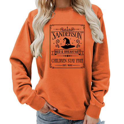 Sanderson Bed Breakfast Printed Round Neck Women's Top Sweatshirt Autumn and Winter Amazon Loose