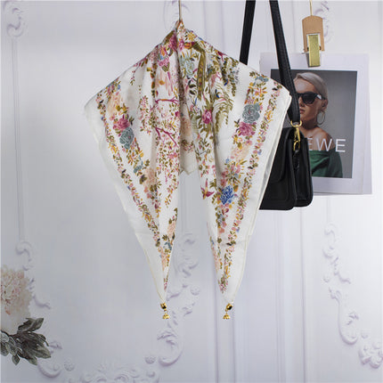 2025 New Silk Scarf Autumn and Winter Cold Protection Neck Protection Anti-Rubbing Collar Square Scarf 68cm Silk Scarf Magnetic Buckle Western Style Scarf