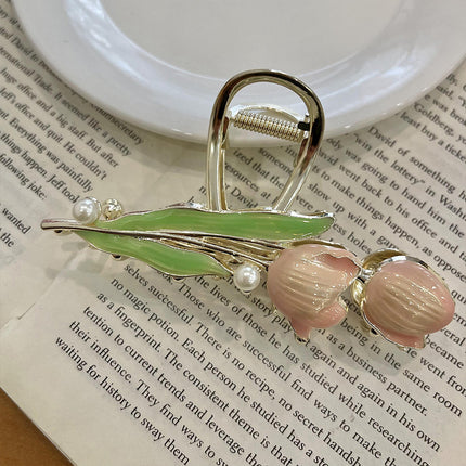 Japanese and Korean Alloy Grabber Streamers Double-Ended Twist Tulip Hairpin Girl Heart Flower Edge Clip Popular Head Accessories