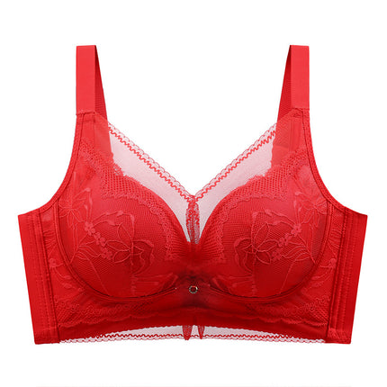 New Style Underwear Women's Lace No Steel Ring Small Chest Large Thickened Bra Push-up Adjustable Sexy Bra