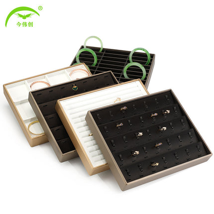 Jewelry Display Tray for Jade and Jewelry, Brown Stacking Tray for Bracelets and Rings
