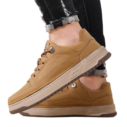 High-grade Sneakers Men's Shoes 2024 Spring Genuine Leather New All-match Breathable Casual Leather Shoes Men's Casual Shoes Sneakers