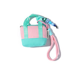 Pink blue handbag + lanyard + pendant