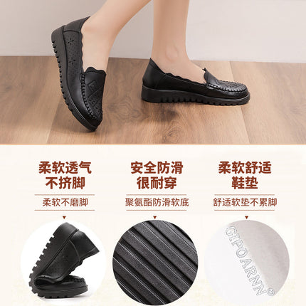Mom's Shoes, Clogs, Soft-Soled, Non-Tiring Women's Shoes, Breathable Sandals for Middle-Aged and Elderly People, Non-Slip Leather Shoes, Middle-Aged Summer Shoes