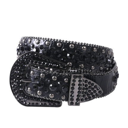 Women's Belt with Rhinestone Inlay Decoration, Versatile for Jeans, Bbsimon Belt Manufacturer Wholesale, Personalized and Trendy