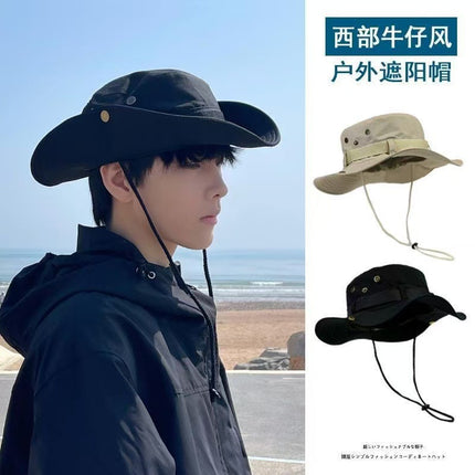 All-Match Western Denim Hat Men's and Women's Outdoor Mountaineering Summer Sun Hat Fishing Sunscreen Fisherman Hat Camping Breathable