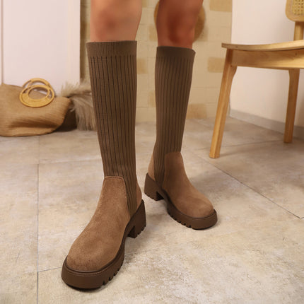 Foreign Trade Retro Thick-Soled Long Fashion Boots for Women 2025 Autumn and Winter New Slimming and Heightening Boots Trendy Boots