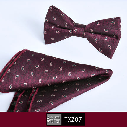 Bow tie square men's two-piece wine red series new spot business executive professional style groom wedding
