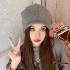 Drawstring pile hat gray / M（56-58cm）
