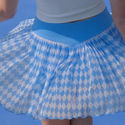 New Cross-Border European and American Fashion Sexy Mesh Yoga Tennis Skirt Sports Fitness Yoga Skirt with Safety Pants