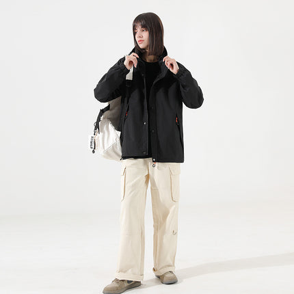 2024 Spring and Summer Outdoor Zipper Jacket Coat Unisex Loosen Sports Mountain Windproof Hooded Jacket